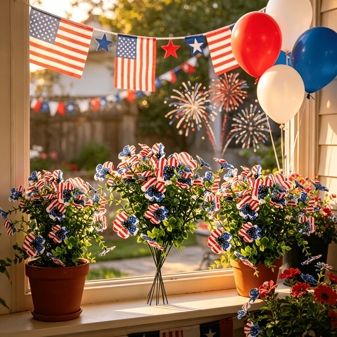 🔥4th of July Hot Sale 50% Off🔥Patriotic Red White Blue Artificial Flowers💐